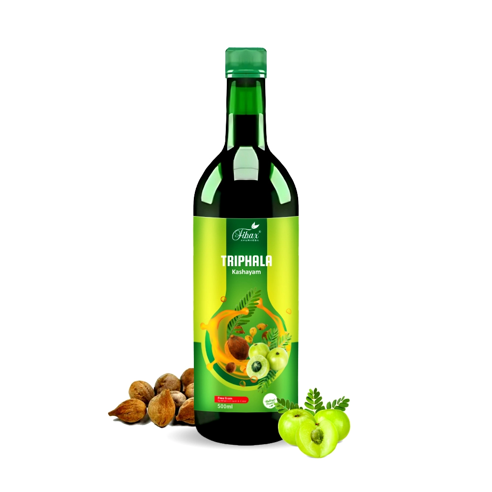 Fibax Triphala Juice 500ml – Ayurvedic Digestive and Detox Tonic with Amla, Harad, and Baheda